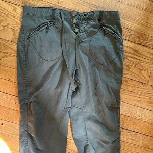 Free People khakhi pedal-pushers! Knee-length elastic-hem pants